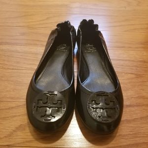 Tory Burch Reva Black Patent Leather Flats
